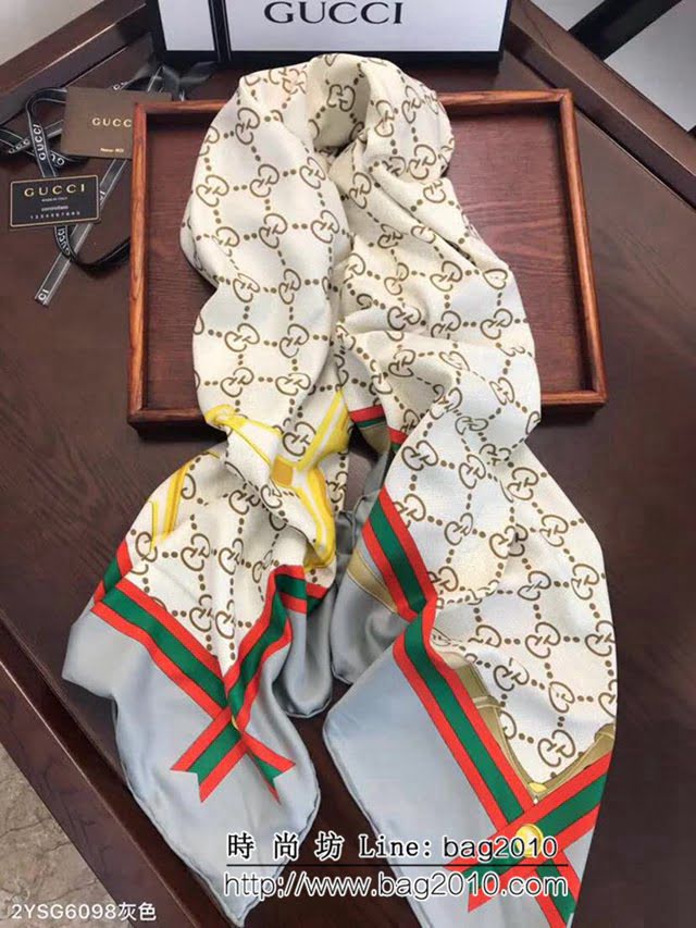 GUCCI古馳官網同步 爆新品斜紋真絲圍巾 披肩 2YSG6098 LLWJ6577